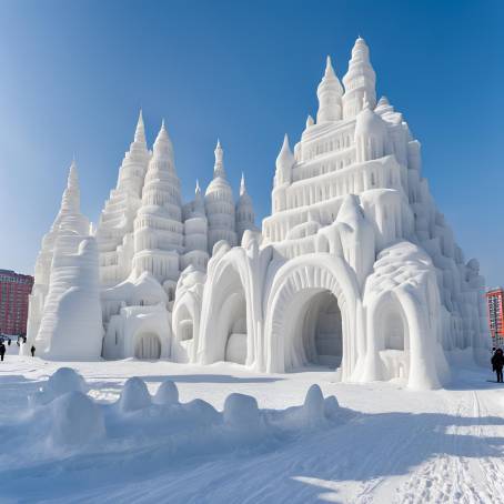 January 2018 Harbins Giant Snow Buildings at the 30th International Snow Sculpture Expo