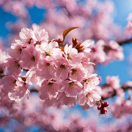 Japanese Spring Beauty Stunning Pink Cherry Blossoms Against a Bright Blue Sky