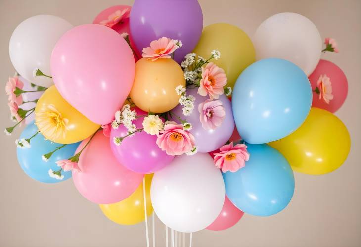 Joyful Colors Balloons and Flowers Unite for Celebrations