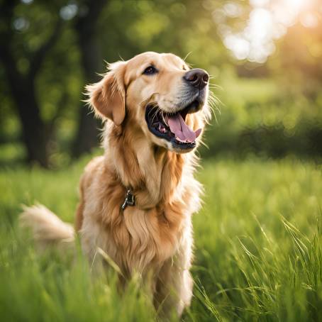 Joyful Golden Retriever in a Green Paradise