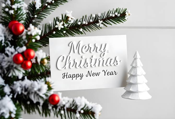 Joyful White Card for Merry Christmas  Happy New Year