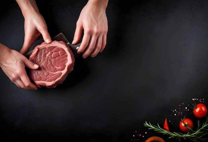 Juicy Beef Steak by Chef on Dark Background for Menu