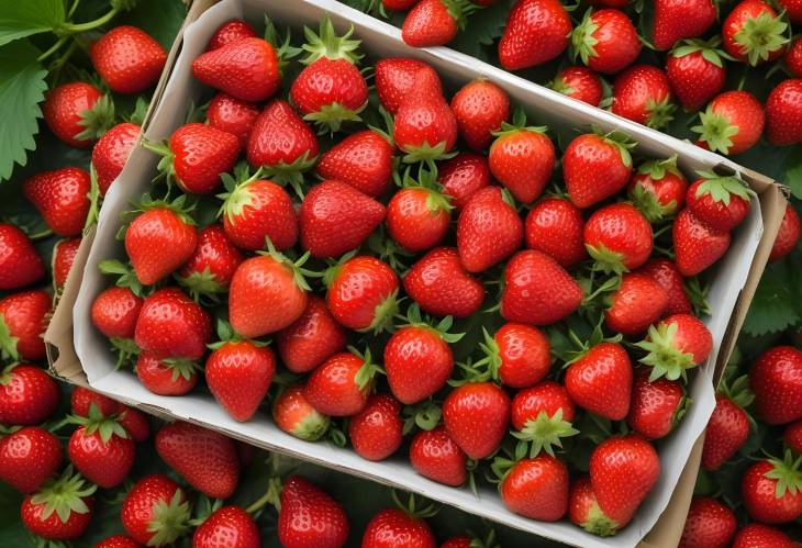 Juicy Fresh Strawberries Attached to Green Stems A Fruitful Display