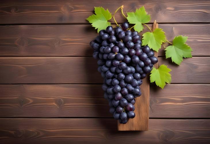 Juicy Grapes on a Wooden Background A Top View Delight