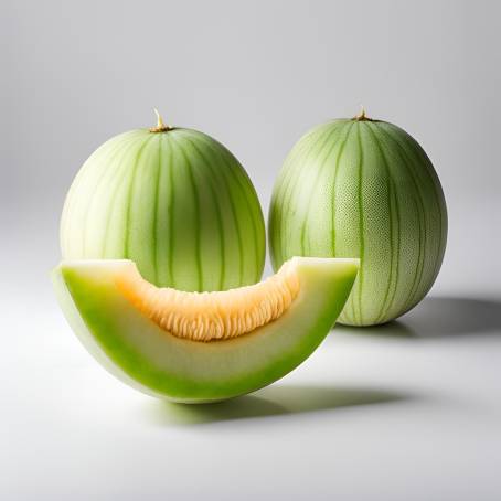 Juicy Honeydew Melon Fresh Japanese Melon on a Clean White Background