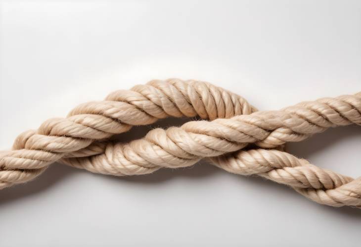 Jute Rope with Knots Isolated Against a White Backdrop