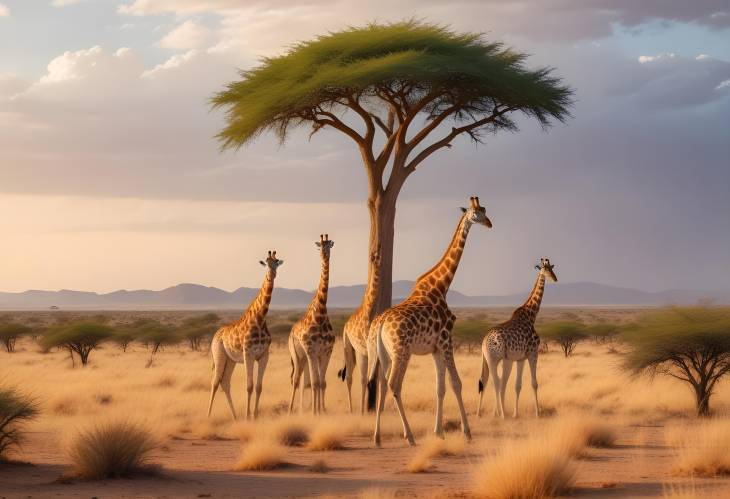 Kalahari Desert Giraffes Scenic Panoramic View of African Wildlife