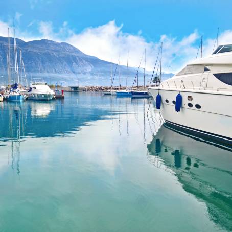 Kalamata Port and Blue Beach Aerial Photo of Messenia, Greece