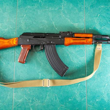 Kalashnikov AKM Assembled Tactical Assault Rifle Isolated