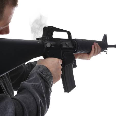 Kalashnikov AKM Assembled Tactical Assault Rifle Isolated