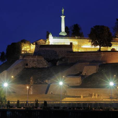 Kalemegdan Fortress at Twilight with the Victor Monument, Belgrade