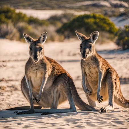 Kangaroos in the Sand at Lucky Bay, Australia