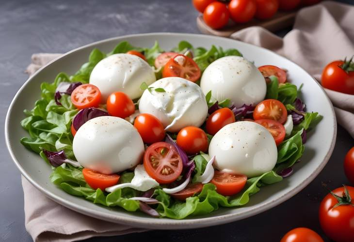 Keto Burrata Salad with Tomatoes and Mixed Greens A Fresh Italian Delight