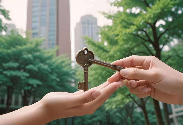 Key to New High Rise Condo in Hand A Symbol of Urban Luxury and New Home Ownership