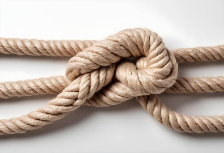 Knotted Jute Rope Isolated on a White Background