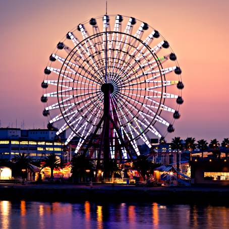 Kobe Harbor Ferris Wheel A Spectacular Display of Lights and Views at Night