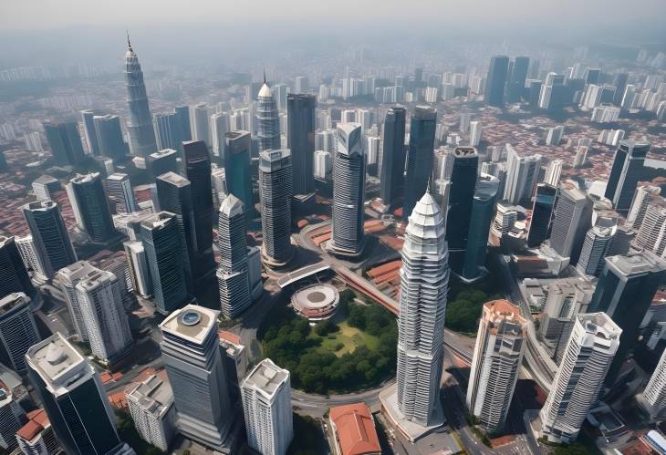 Kuala Lumpur City Center Aerial Image, Modern Urban Landscape, Malaysia Skyscrapers