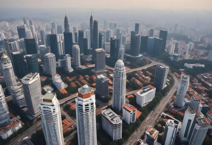 Kuala Lumpur City Center Aerial Perspective, Modern Skyline, Urban High Rises, Malaysia Downtown