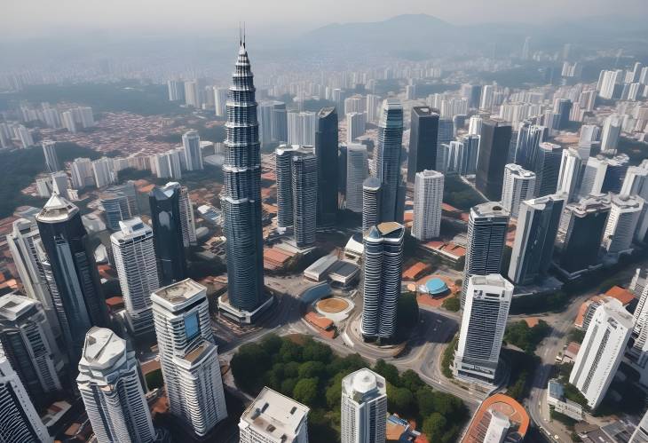 Kuala Lumpur City Center Aerial View, High Rise Buildings, Urban Landscape, Malaysia Downtown Area