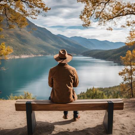 Lakeshore Serenity A Man Reflection