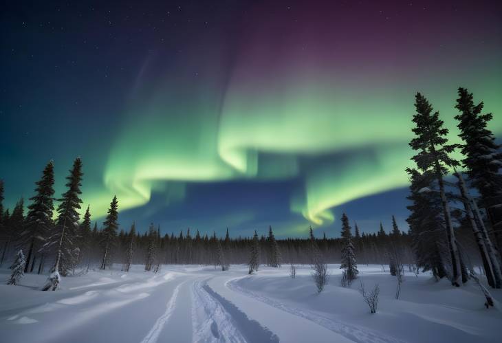 Laplands Winter Aurora Borealis Stunning Northern Lights Over Arctic Circle