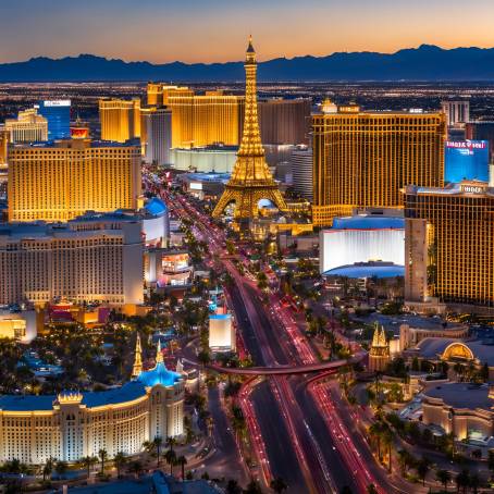 Las Vegas Strip Panoramic Night View of Hotels and Casinos