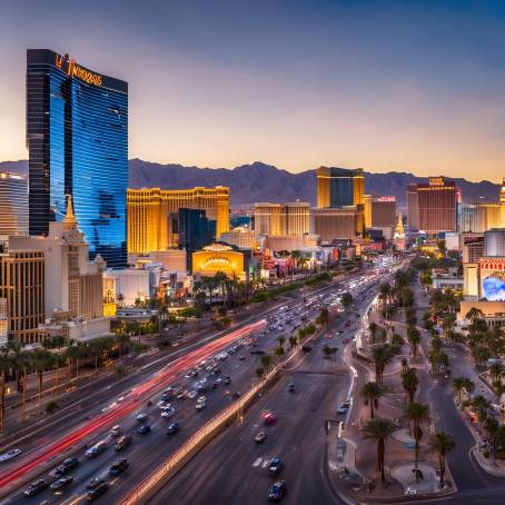 Las Vegas Strip Panoramic View of Casinos and Hotels in Nevada