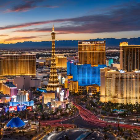 Las Vegas Strip Stunning Panoramic Nightscape of Hotels and Casinos