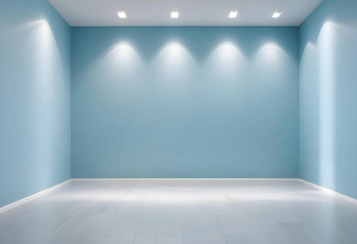 Light Blue Empty Wall with Smooth Floor and Light Glare