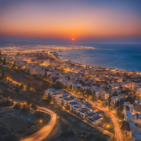 Limassol at sunset Golden light over Cyprus with the Mediterranean Sea in view