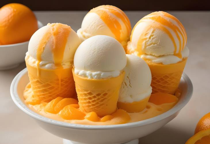 Lively Orange Spumone Italian Ice Cream with Creamy, Layered Orange Taste