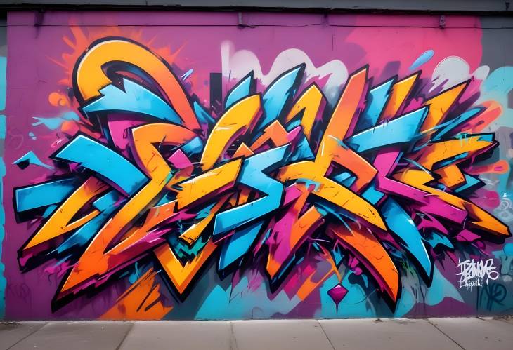 Lively Urban Graffiti Art with Bold Abstract Patterns and a Vibrant Mix of Colors in an Urban Envir