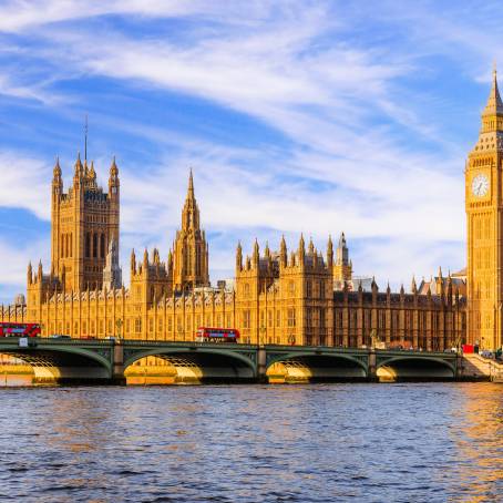 London Skyline and Thames River Sunset View, United Kingdom