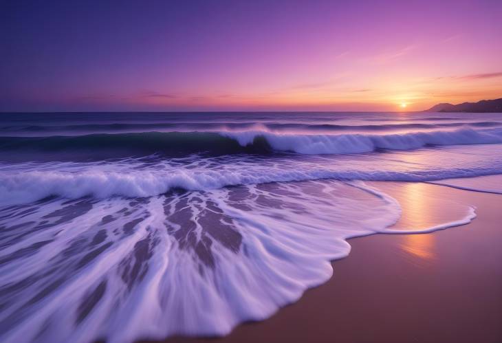 Long Exposure Sunset at Mazatln Beach High Waves, Purple Violet, and Blue Hues