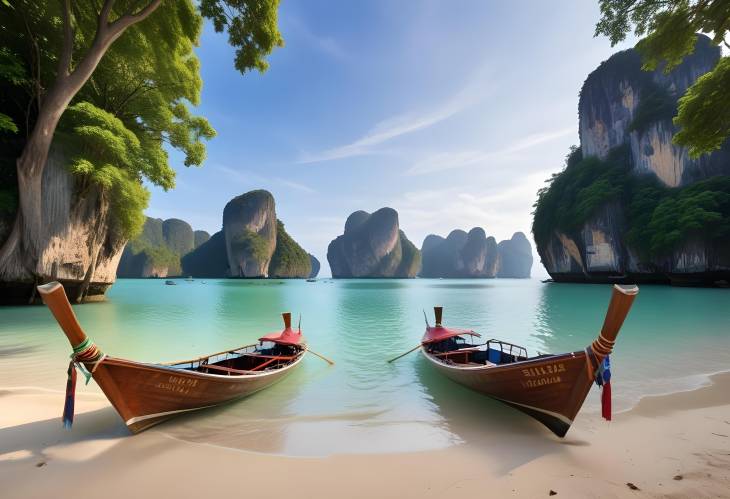 Long Tail Boats on Krabi Islands Tropical Beach A Stunning Thai Landscape