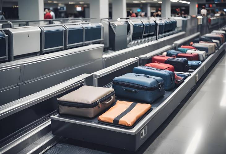 Luggage and Baggage on Conveyor Belt at Airport, Passenger Travel and Essentials