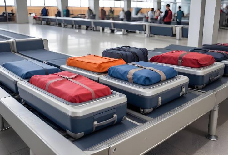 Luggage on Airport Conveyor Belt, Passenger Baggage and Travel Essentials