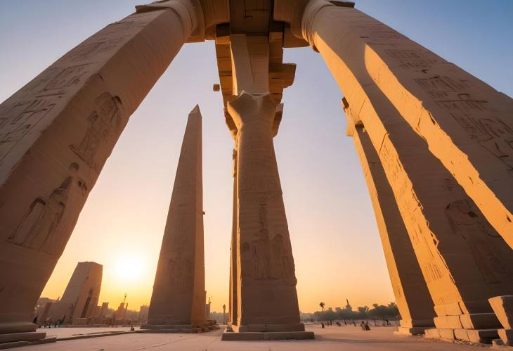 Luxor Temple at Dusk Second Pylon with Gorgeous Sunset Panorama