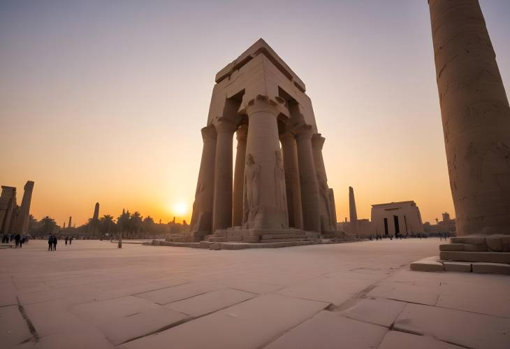 Luxor Temple at Dusk Second Pylon with Stunning Sunset Panorama