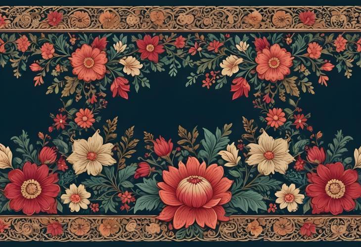 Luxurious Floral Border Design with Detailed Intricate Patterns and Elegant Accents