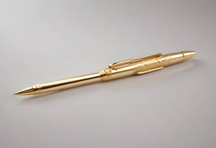 Luxurious Golden Pen Isolated on White Surface Ideal for Professional and Elegant Writing