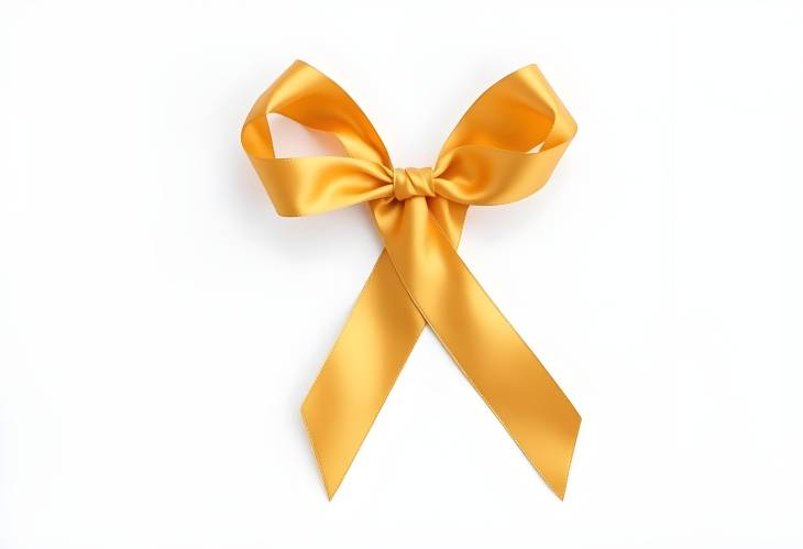 Luxurious golden satin ribbon on white background, ideal for festive gift wrapping and decoration