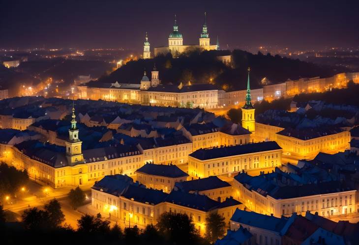 Lviv Night Lights Beautiful Cityscape in Ukraine