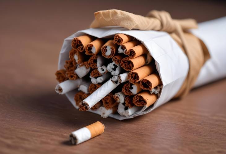 Macro Close Up of Tied Cigarette on Table Detailed Look at Smoking Accessory