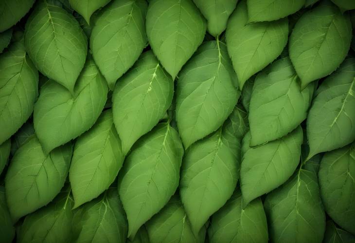 Macro Image of Green Leaf Texture with Intricate Veins