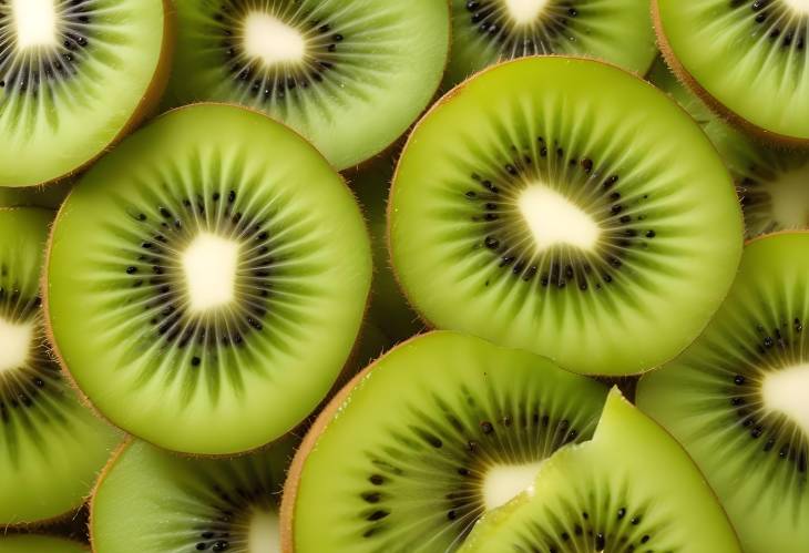 Macro Kiwi Fruit Photography Fresh Slices in Full Frame Horizontal Format