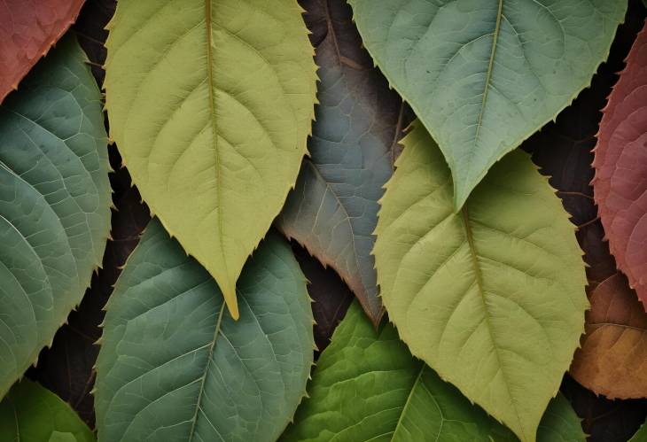 Macro Leaf Texture with Green Veins and Detailed Background