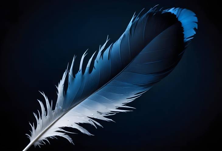 Macro of Bird Feather with Water Droplets on Dark Backdrop