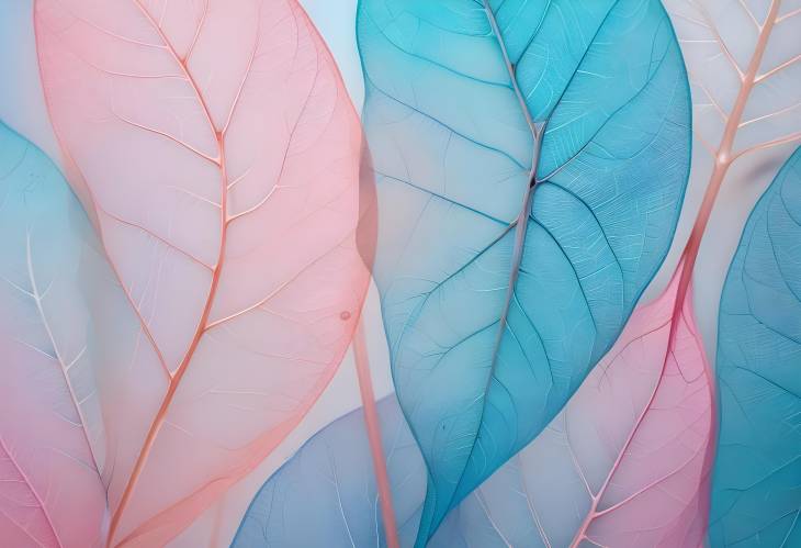 Macro of Delicate Transparent Pastel Skeleton Leaves