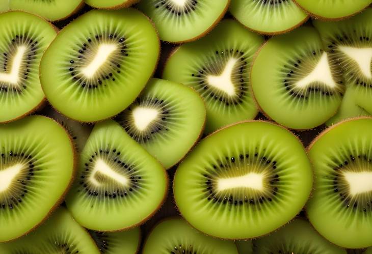 Macro Photography of Kiwi Slices Fresh Fruit in Full Frame Horizontal Shot